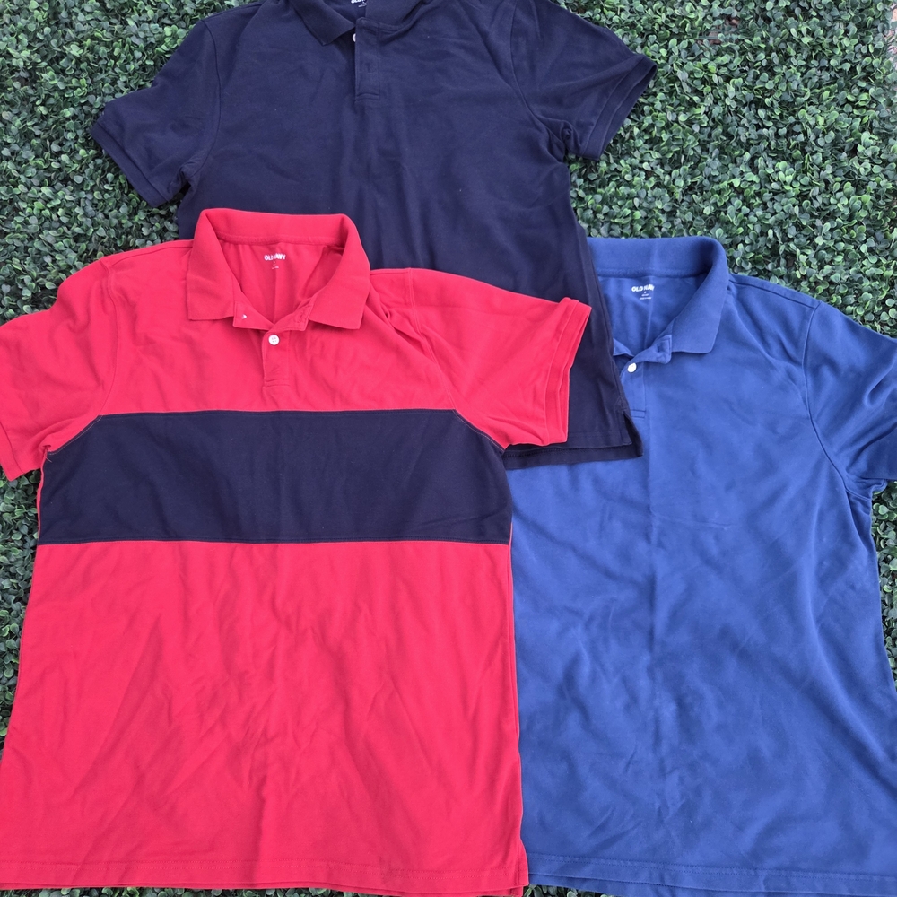 Old Navy Men's Casual Button Down Shirts - Red, Black, and Blue